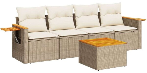 VidaXL 5 részes Polyrattan Kerti Ülőgarnitúra - Bézs