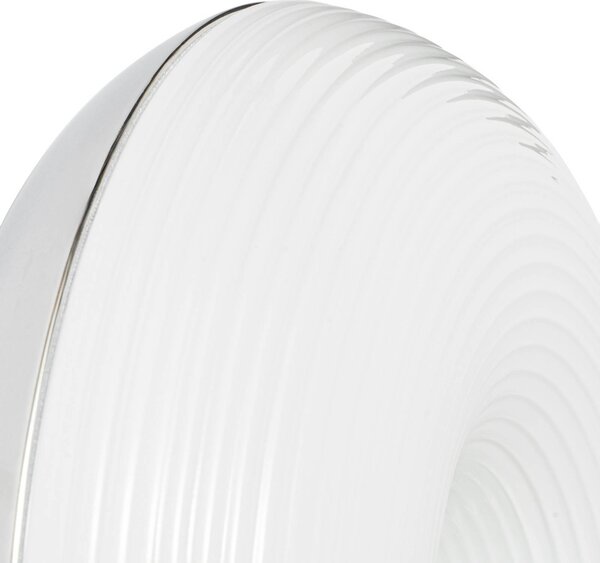 Lindby LED asztali/fali lámpa Fjora, fehér/króm, Ø 30 cm, dimmelhető, dimmelhető, Fehér / opál, Nappali / Étkező, Üveg, Dizájn