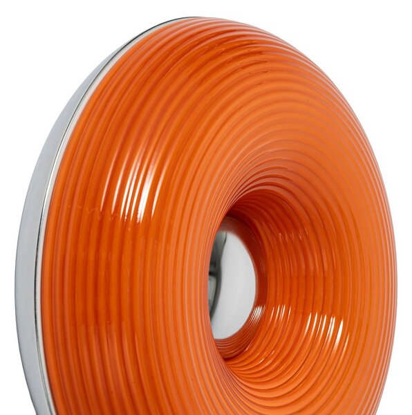 Lindby LED asztali/fali lámpa Fjora, narancssárga/króm, Ø30cm, dimmelhető, dimmelhető, Sárga / narancssárga, Nappali / Étkező, Üveg, Dizájn