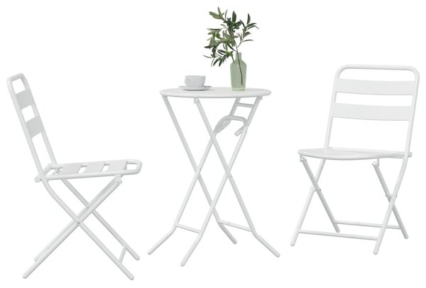 Kert Bistro Készlet 3 pcs Fehér Acél