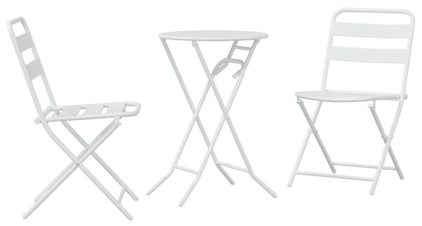 Kert Bistro Készlet 3 pcs Fehér Acél