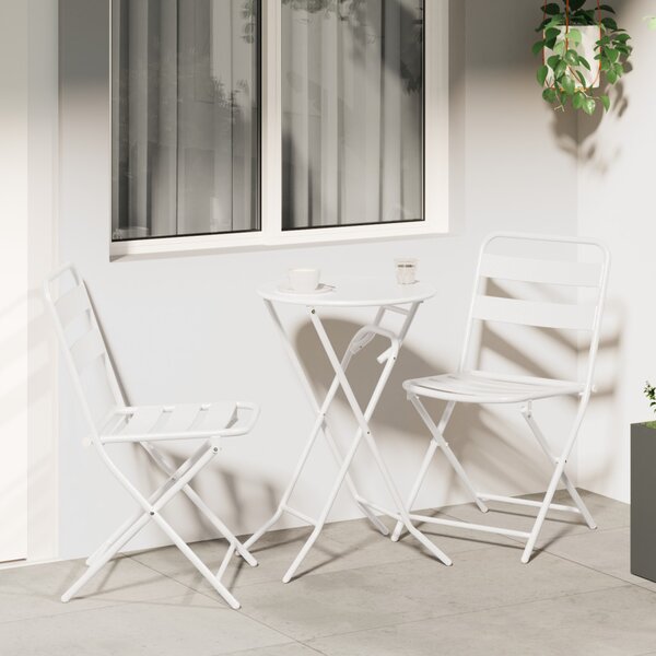 Kert Bistro Készlet 3 pcs Fehér Acél