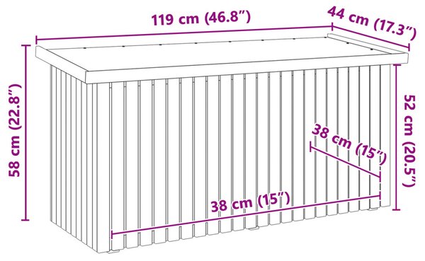 Tároló Láda 119x44x58.5 cm Kezelt Fenyőfa