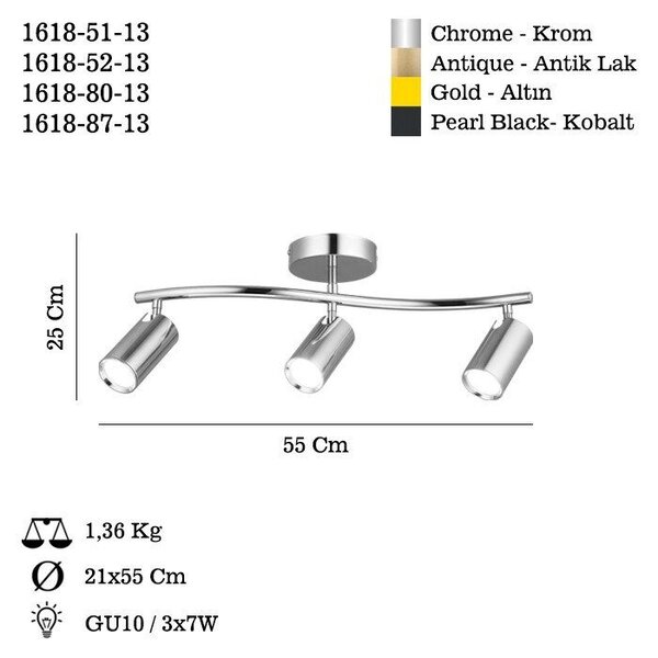 Opviq Csillár Antik Lakk Spotte - 87-13