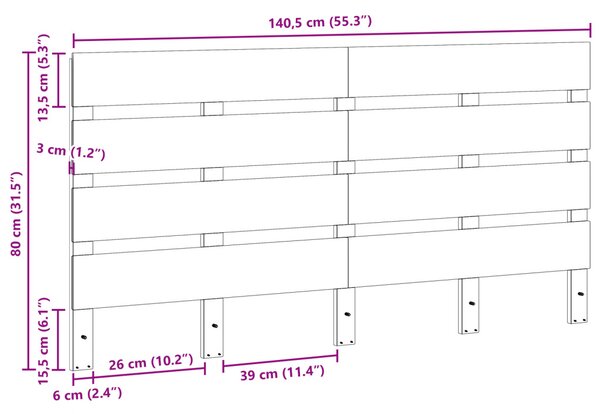 Fejtámla fejtámlával Barna 140.5 x 3 x 80 cm Tömör fenyőfa