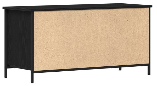 Televíziós Szekrény Fekete Tölgy 100x40x50 cm Mérnöki Fa és Acél