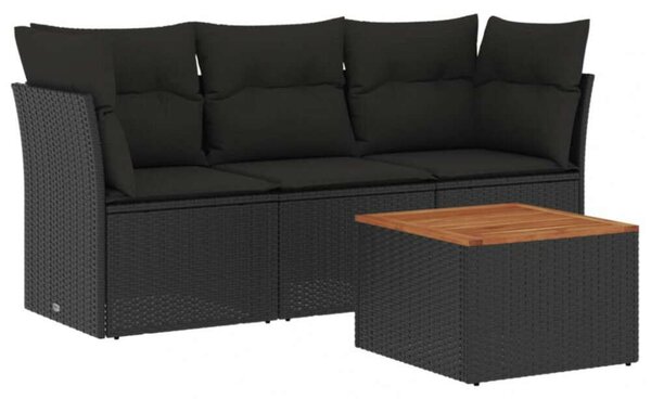 VidaXL Polyrattan Kerti Ülőgarnitúra - 4 részes - Fekete