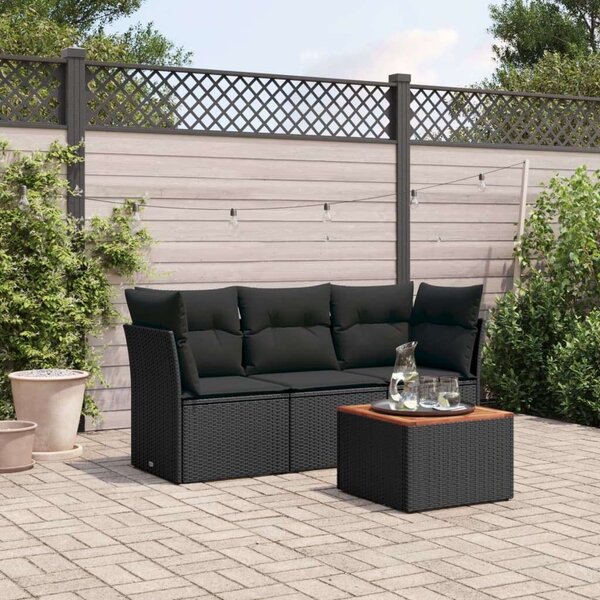 VidaXL Polyrattan Kerti Ülőgarnitúra - 4 részes - Fekete