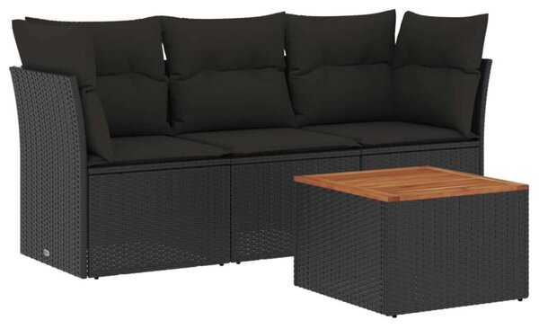 VidaXL Polyrattan Kerti Ülőgarnitúra - 4 részes - Fekete