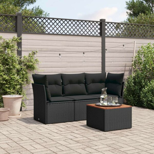 VidaXL Polyrattan Kerti Ülőgarnitúra - 4 részes - Fekete