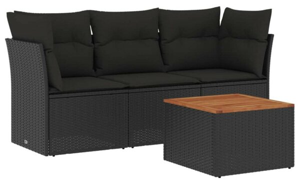 VidaXL Polyrattan Kerti Ülőgarnitúra - 4 részes - Fekete