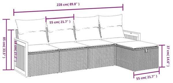 VidaXL Polyrattan Kerti Ülőgarnitúra - 5 részes - Bézs