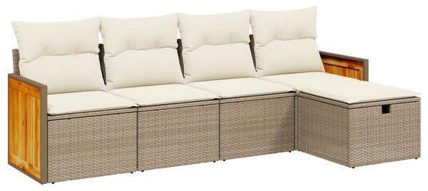 VidaXL Polyrattan Kerti Ülőgarnitúra - 5 részes - Bézs