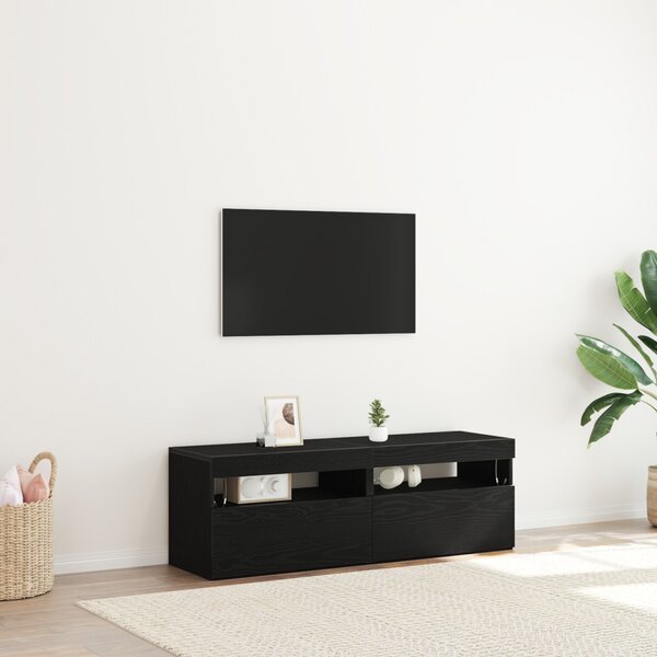 TV szekrény LED-del 2 pcs Fekete tölgy 60 x 35 x 40 cm Faanyag
