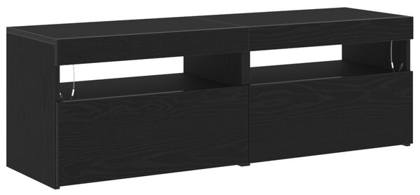 TV szekrény LED-del 2 pcs Fekete tölgy 60 x 35 x 40 cm Faanyag