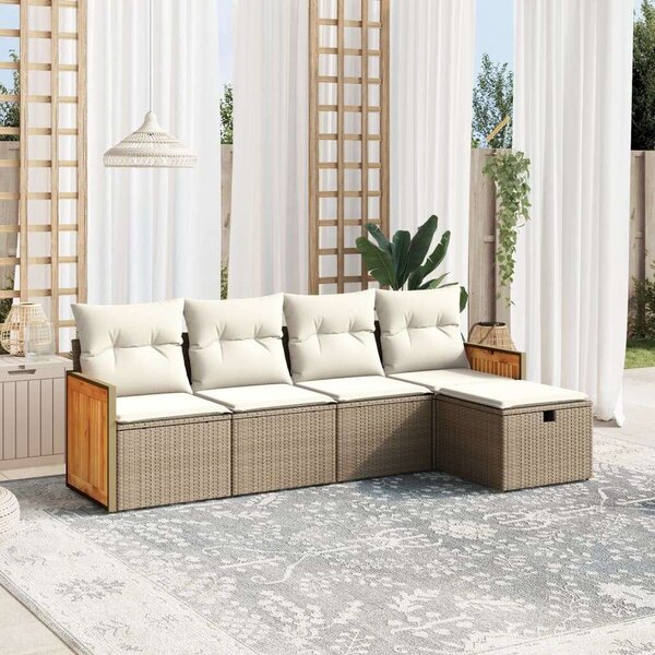 VidaXL Polyrattan Kerti Ülőgarnitúra - 5 részes - Bézs