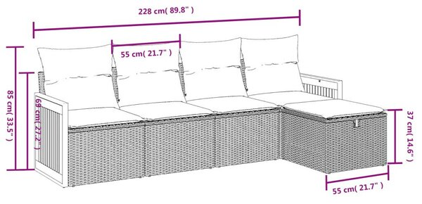 VidaXL Polyrattan Kerti Ülőgarnitúra - 5 részes - Bézs