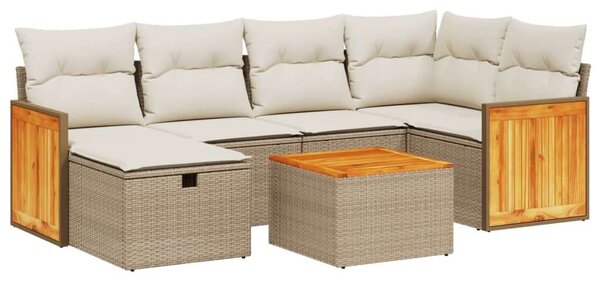 VidaXL Polyrattan Kerti Ülőgarnitúra - 7 részes - Bézs