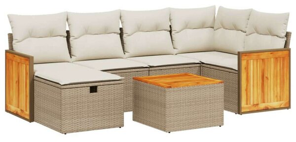 VidaXL Polyrattan Kerti Ülőgarnitúra - 7 részes - Bézs