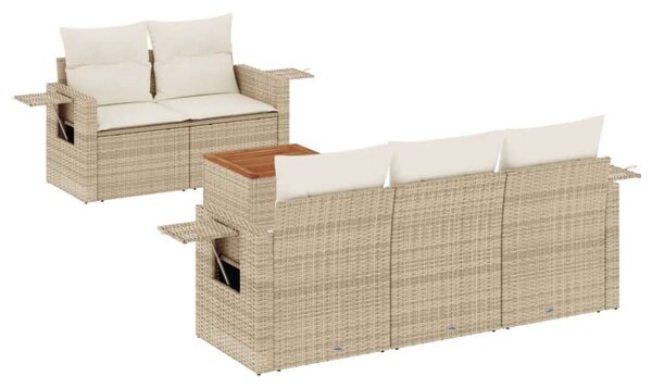 VidaXL 6 részes bézs polyrattan kerti ülőgarnitúra párnával