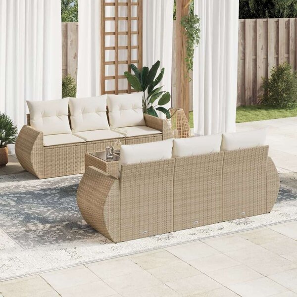 VidaXL Polyrattan Kerti Ülőgarnitúra - 7 részes - Bézs