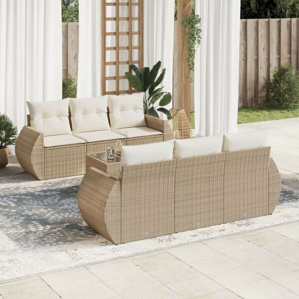 VidaXL Polyrattan Kerti Ülőgarnitúra - 7 részes - Bézs