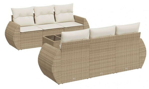 VidaXL Polyrattan Kerti Ülőgarnitúra - 7 részes - Bézs