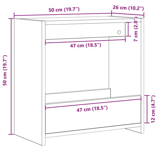 Oldalsó Asztal Fekete Tölgy 50x26x50 cm Műanyag Fa