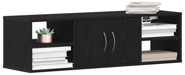 Falpolc polcokkal ajtóval Fekete tölgy 102 x 30 x 29 cm Faanyag