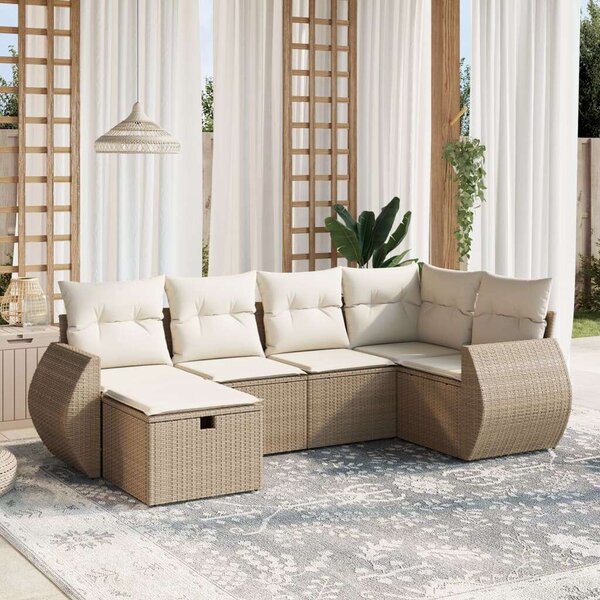 VidaXL Polyrattan Kerti Ülőgarnitúra - 6 részes - Bézs