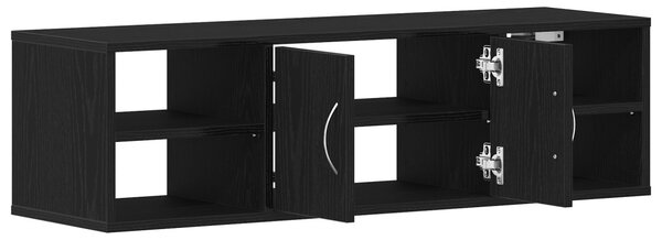Falpolc polcokkal ajtóval Fekete tölgy 102 x 30 x 29 cm Faanyag