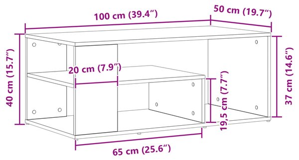 Dohányzóasztal Fekete tölgy 100 x 50 x 40 cm Faanyag