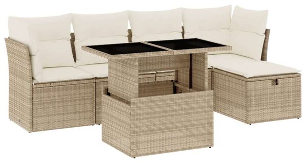 VidaXL Polyrattan Kerti Ülőgarnitúra - 6 részes - Bézs