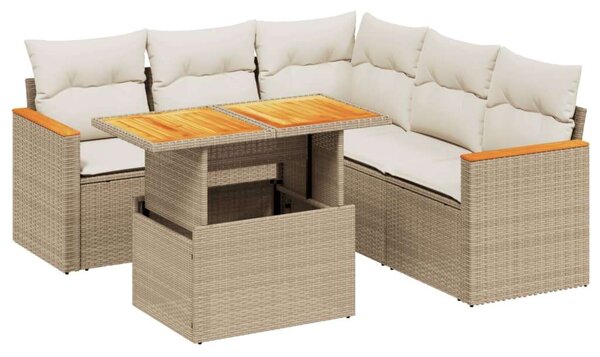 VidaXL Polyrattan Kerti Ülőgarnitúra - 6 részes - Bézs
