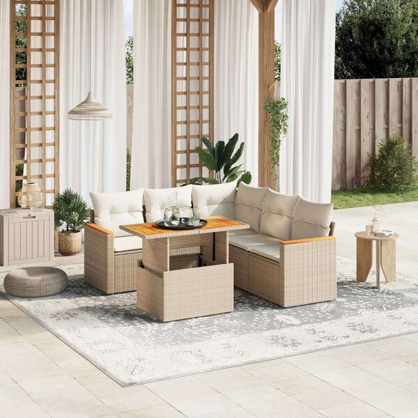 VidaXL Polyrattan Kerti Ülőgarnitúra - 6 részes - Bézs