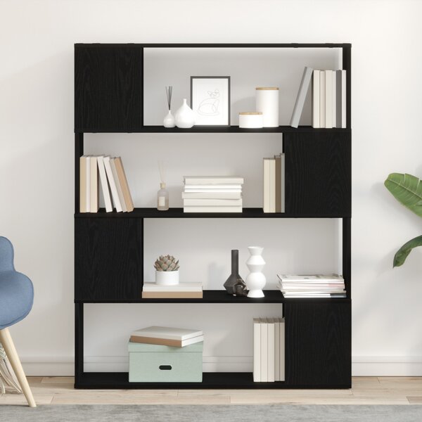 Könyvespolc Fekete Tölgy 100x24x124 cm Mérnöki Fa