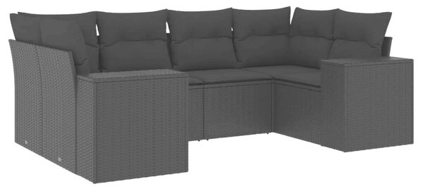 VidaXL Polyrattan Kerti Ülőgarnitúra - 6 részes - Fekete
