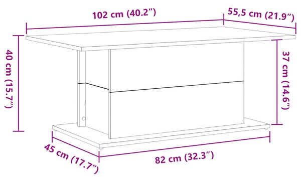 Fekete Tölgy Kávézóasztal 102x55,5x40 cm Szerelt Fa