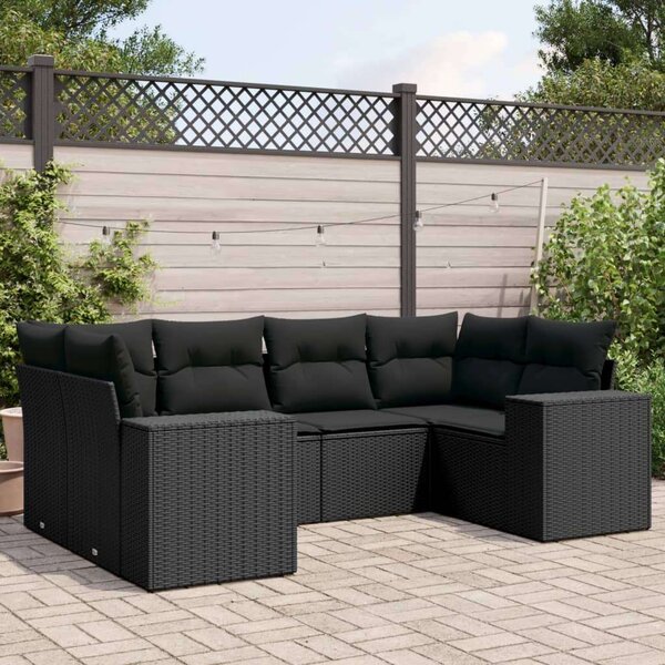 VidaXL Polyrattan Kerti Ülőgarnitúra - 6 részes - Fekete