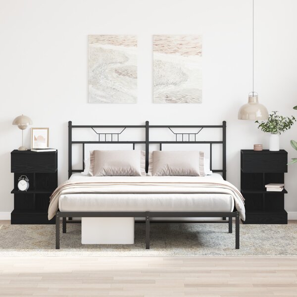 Éjjeliszekrény 2 db Fekete tölgy 40 x 35 x 65 cm Szerelt Fa