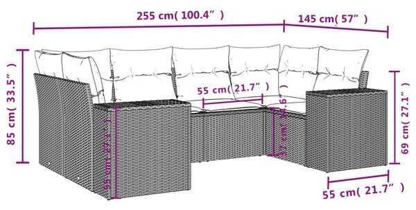 VidaXL Polyrattan Kerti Ülőgarnitúra - 6 részes - Fekete