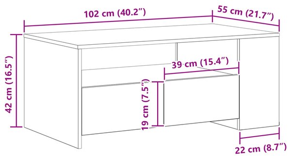 Kávézóasztal Öreg Fa 102x55x43,5 cm Mérnöki Fa