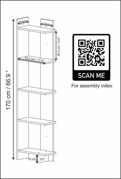 Hanah Home Alis könyvespolc - fehér