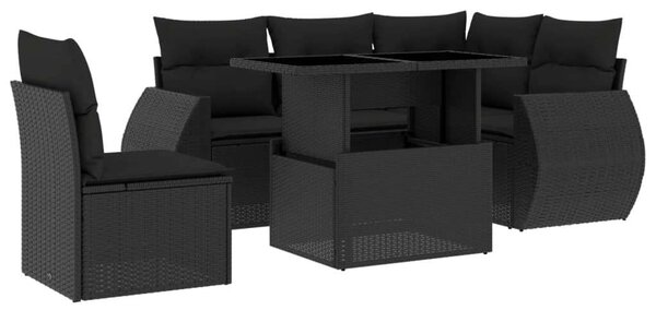 VidaXL Polyrattan Kerti Ülőgarnitúra - 6 részes - Fekete
