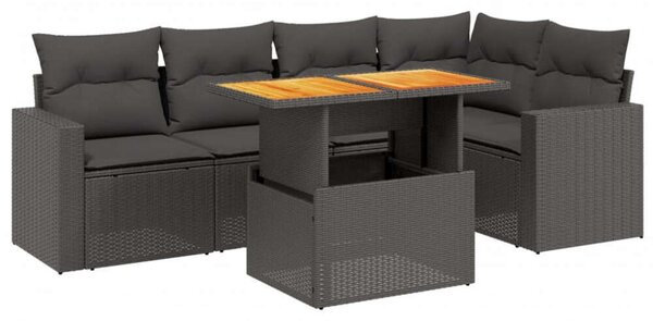 VidaXL Polyrattan Kerti Ülőgarnitúra - 6 részes, Fekete