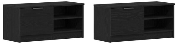 TV Szekrény 2 db Fekete Tölgy 80x35x36,5 cm Feltárt Fa