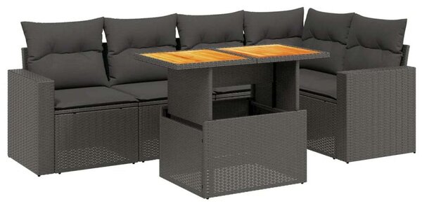 VidaXL Polyrattan Kerti Ülőgarnitúra - 6 részes, Fekete