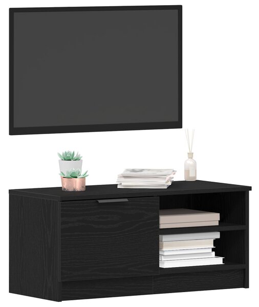 TV Szekrény 2 db Fekete Tölgy 80x35x36,5 cm Feltárt Fa