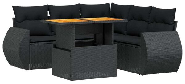VidaXL Polyrattan Kerti Ülőgarnitúra - 6 részes - Fekete