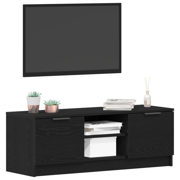 TV Szekrény Fekete Tölgy 102x35x36,5 cm Felépített Fa